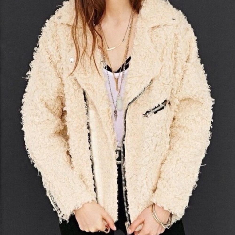 Unit x Urban Oufitter furry moto jacket size M